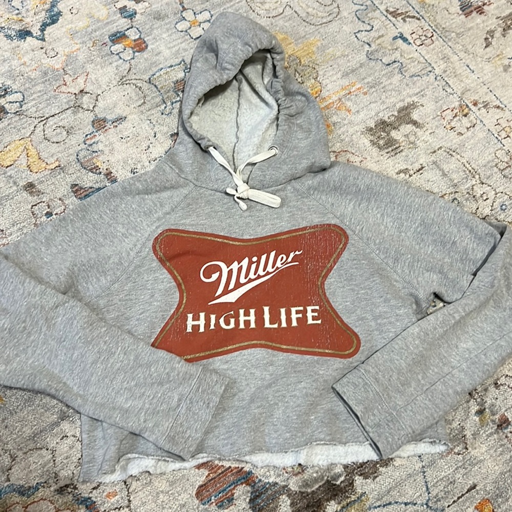 Retro Brand Miller High Life crop hoodie